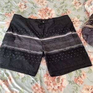 George Swim trunks black white stars draw string stretchy size 42-44 2XL